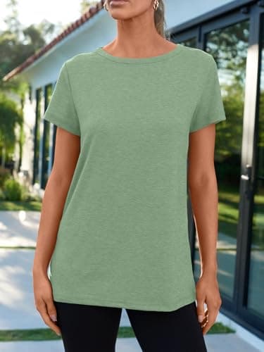 AUTOMET Womens Tops Shorts Sleeve Shirts for Summer Spring Beach Vacation Plus Size Oversized Casual Tee for Teen Girls 2025 02lightgreen 2XL - Image 2