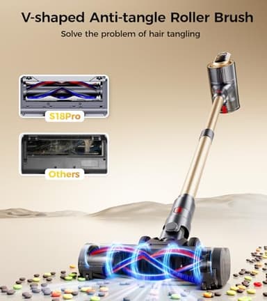 Cordless Vacuum Cleaner, 550W 45Kpa 65Mins Stick Vacuum, Self-Standing Vacuum Cleaners for Home with Wall Dock, LED Display, Anti-tangle Rechargeable Vacuum Cordless for Pet Hair/Carpet/Hard Floor - Image 4