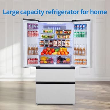 PioneerWorks French Door Refrigerator, 4 Door Full Size Deep Freezer in Stainless-Steel, 18Cu.Ft Large Capacity Refrigerator, Digital Temperature Controls Auto Defrost Suitable for Home, Silver - Image 5