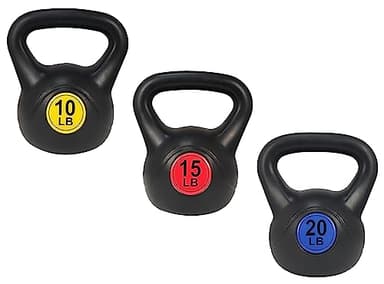 Fitvids ​Wide Grip 3-Piece Kettlebell Exercise Fitness Weight Set, Include 10 lbs, 15 lbs​ and ​20 lbs - Image 1