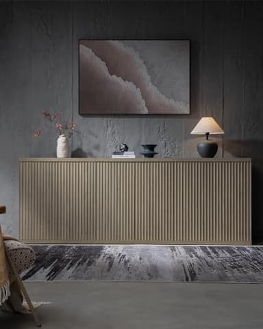 SICOTAS Buffet Cabinet with Storage Accent Sideboard Modern Credenza with Doors & Shelves Fluted Media Console Mid Century Coffee Bar Table for Living Room Kitchen Dining Room Hallway (4PCS) - Image 2