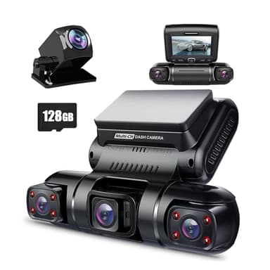 PRUVEEO 360 Degree View 4 Channel Dash Cam Front and Rear Inside Left Right, Dash Camera for Cars, Built-in GPS WiFi Night Vision, 24/7 Recording Parking Mode Monitor, Free 128G Card - Image 1