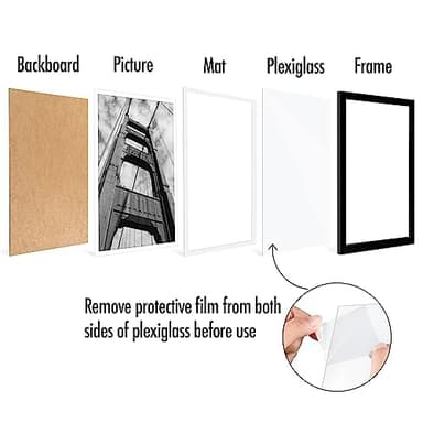 Americanflat 12x18 Poster Frame with Polished Plexiglass - Set of 5 - Use as 11x17 Frame with Mat or Display 12x18 Photo Without Mat - Galleria Collection - Picture Frames for Wall Display - Black - Image 7