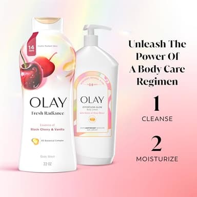 Olay Body Wash for Women, Fresh Radiance, Refreshing & Renewing, Made with Plant Based Cleansers, B3 Botanical Complex, For All Skin Types, Black Cherry & Vanilla Scent, 22 fl oz - Image 9