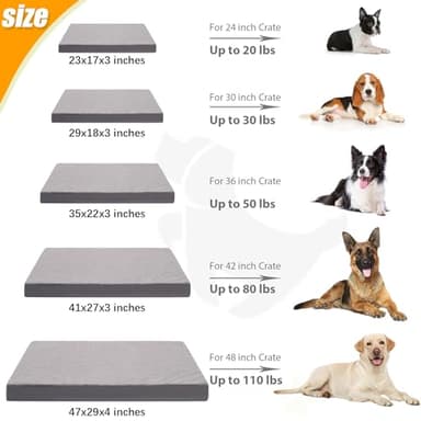 KSIIA Orthopedic Dog Bed Waterproof Dog Crate Bed for Medium Dogs Deluxe Plush Washable with Egg Crate Foam & Removable Cover, 29 x 18 Inch, Dark Gray - Image 6
