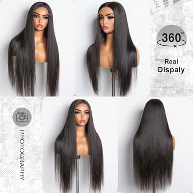 JKD 13x6 Lace Front Wigs Human Hair Pre Plucked 200% Density Straight HD Lace Front Straight Wigs Human Hair Natural Black Lace Frontal Wigs Human Hair for Women 28 Inch - Image 5
