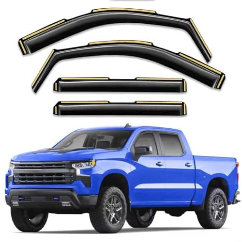 Breejoy in-Channel Rain Guards Fit for Truck Chevy Silverado 1500/GMC Sierra 1500 2019-2025 Crew Cab Window Rain Guards Visors Vent Visors Window Deflector Vent Shades Car Accessories -4 pcs - Image 1
