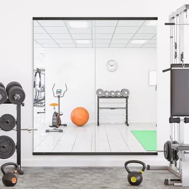 Home Gym Mirror for Wall,56”x28”x2PCS Full Length,Glass Frameless Body Large Mirror for Home Gym,Workout,Bedroom,Garage(Black) - Image 5