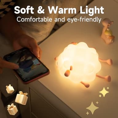 Rechargeable LED Night Light for Kids, 3-Level Dimmable Nursery Nightlight, Food Grade Silicone Squishy Lamp Perfect Bedside Touch Lamp with 30 Min Timer for Breastfeeding, Toddler, Baby Décor Pink - Image 5