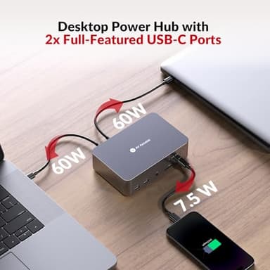 AV Access KVM Switch Dock 2 Monitors 2 Laptops, 4K KVM Switch Dual HDMI Monitor, 2 USB-C MST Ports, 60W PD for Each PC, 1G Ethernet, EDID Emulation, 2K@144Hz,1080P@240Hz,Ideal for Home Office & Gaming - Image 4