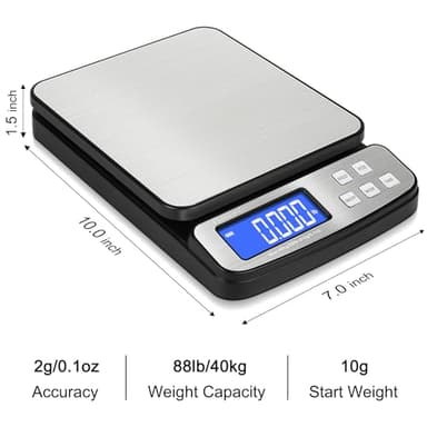 Fuzion Digital Shipping Postal Scale - 88lb x 0.1oz, Stainless Steel Platform, 5 Units, Hold/Tare/PCS Counting, Easy Calibration, Large LCD, Scale for Packages, All-in-1 Shipping Scale - Image 4