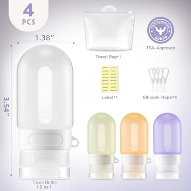 yahaa Silicone Clear Travel Bottles for Toiletries,Leak Proof Squeezable Travel Size Containers,TSA-compliant Travel Essentials,2oz,4 Pcs,purple - Image 6