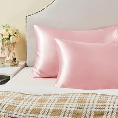 BEDELITE Satin Pillowcase for Hair and Skin, Super Soft and Cooling Similar to Silk Pillow Cases 2 Pack with Envelope Closure, Gift for Women Men(20"x26" Standard Size, Pink) - Image 7