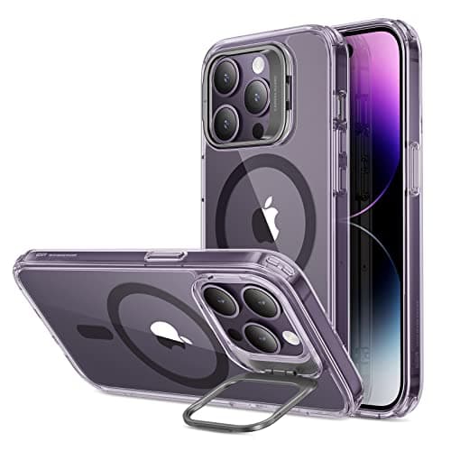 ESR for iPhone 14 Pro Case, Compatible with MagSafe, Built-in Camera Ring Stand, Military-Grade Protection, Magnetic Phone Case for iPhone 14 Pro, Classic Kickstand Case (HaloLock), Clear Purple - Image 1