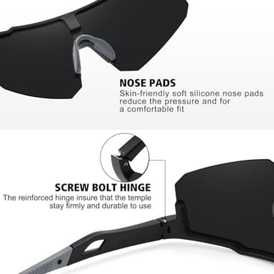 STORYCOAST Polarized Sports Sunglasses for Men Women Fishing Cycling Bike Running Sun Glasses UV Protection Matte Black Frame/Gray Lens - Image 4