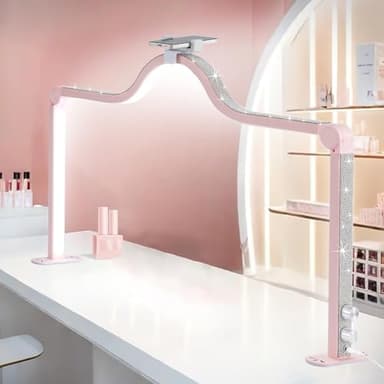 Afatnao Upgraded Nail Tech Lamp for Desk, 34 in Foldable Large Nail Light with Phone Holder, 3 Modes 3000K-6000K LED Manicure Lamp, Half Moon Light for Lash Eyelash Extension, Tattoo, Eyebrows - Image 1