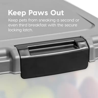 IRIS USA Dog Food Storage Container, 30 lbs & 11 lbs Combo, Cat Food Storage Container, Dog Treat Container, Airtight, Stackable, 2-Cup Scoop, Wheels, Easy Mobility, Silver - Image 6