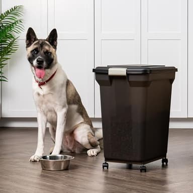 IRIS USA WeatherPro Airtight Dog Food Storage Container, Up to 58 lbs, Attachable Wheels, For Dog Cat Bird and Other Pet Food Storage Bin, Keep Fresh, Easy Mobility, BPA Free, Smoke - Image 10