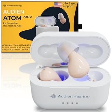 Audien Hearing ATOM PRO 2 Wireless Rechargeable OTC Hearing Aid, Premium Comfort Design & Nearly Invisible - Image 1