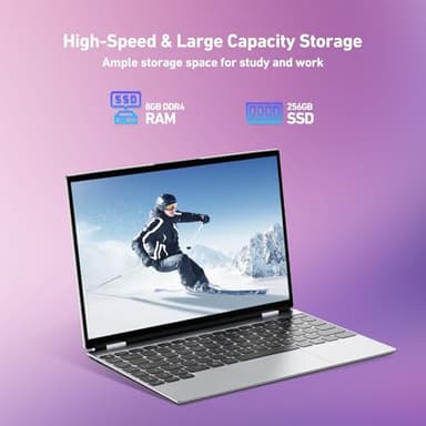 ANPCOWER 2025 Latest 14'' Laptop Compatible with Windows 11, 8GB RAM 256GB SSD, Quad-Core Processor(2.9GHz), 1080P FHD Display, TF Card Slot, USB-C, Mini-HDMI, WiFi5, Bluetooth, Webcam, Silver - Image 3