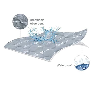 Pack and Play Mattress Protector Sheets Fitted Waterproof Pack and Play Mattress Pad Cover, Compatible with Graco Pack n Play & Dream On Me & Pamo Babe, Playpen/Playard Sheet, Gray Arrow, 39" x 27" - Image 2