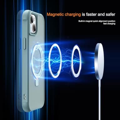 SKYLMW Compatible with iPhone 15 Plus Case with Invisible Magnetic O-Ring Stand Military-Grade Translucent Case for iPhone 15 Plus 6.7" [Compatible with Mag-Safe][Great Grip Feeling], Blue - Image 3