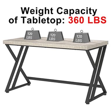 LVB Grey Desk, Industrial Wood Home Office Computer Desk for Bedroom, Farmhouse Metal Wooden Study Work PC Gaming Writing Table, Modern Simple Executive Writing Desk, 47 Inch, Light Gray - Image 7