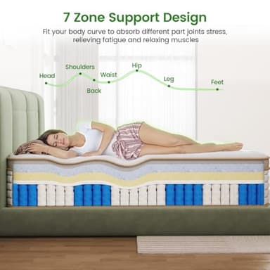 EEN EEN SLEEP Full Mattress, 12 Inch Hybrid Mattress in a Box, Memory Foam and Individual Pocket Springs, Innerspring Medium Firm for Pressure Relief, Edge Support, Comfy and Breathable, CertiPUR-US - Image 5