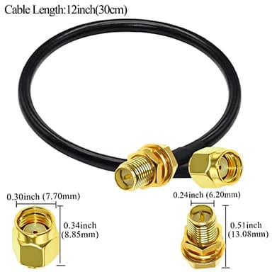 TUOLNK RP-SMA Coaxial Cable RG58 RP SMA Male to RP SMA Female 50 ohm WiFi Antenna Extension Cable 12inch(30cm) RPSMA Pigtail Cable for Wireless Network Device 2pcs - Image 5