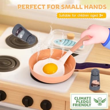 Zero Zoo 105Pcs Kids Kitchen Toy Accessories, Toddler Pretend BBQ Camping Cooking Playset, Play Pots, Pans, Utensils Cookware Toys, Play Food Set, Vegetables, Learning Gift for Girls Boys - Image 4