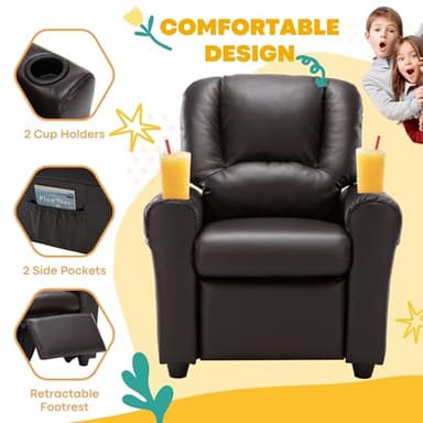 JC HOME Candy Kids Reclining Chair Leather Recliner Sofa Push Back Toddler Youth Children Child Ages 1-6 - Image 5