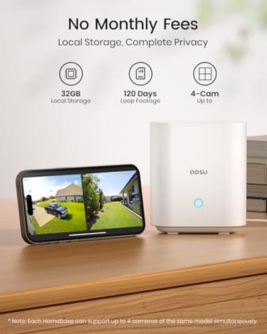 AOSU 3K/5MP Solar Security Cameras Wireless Outdoor, Ultra-Wide-Angle, Cam-to-Cam Track & Sync, Home Security System with Color Night Vision, Spotlight Smart Alarm, No Subscription, 2.4G & 5G WiFi - Image 5