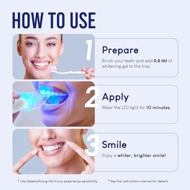 VieBeauti Teeth Whitening Kit with LED Light for Sensitive Teeth, 35% Carbamide Peroxide, Remineralizing Gel for Fast Results Mint - Image 8