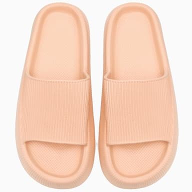 rosyclo Pillow Slipers for and Man, EVA Flat Clouds Massage Shower Bedroom Non Slip Quick Drying Open Toe Super Soft Comfy Thick Sole Puffy Bath sliders Sandalias, Peach - Image 3