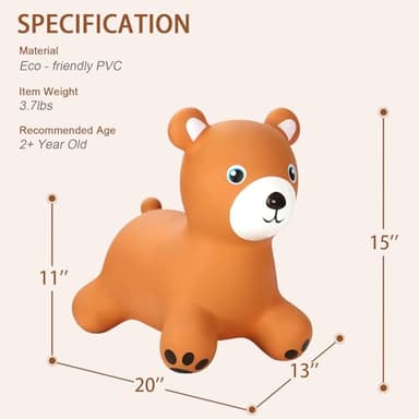 INPANY Bouncy Horse, Bear Hopper Toys, Toddlers Bouncing Animal, Kid Ride on Rubber Bouncer, Outdoor Indoor Cute Birthday Gifts for 2 3 4 Year Old Girls Boys - Image 2
