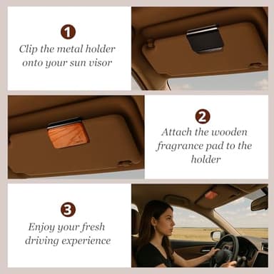 Car Air Freshener - Wood Air Freshener - Car Odor Eliminator for Visor Clip-Variety Scent Refill, Vehicle Scent Diffuser for Cabin, Truck & SUV - Pack of 3 (Grove-Pine-Open air)-CLIP INCLUDED - Image 4