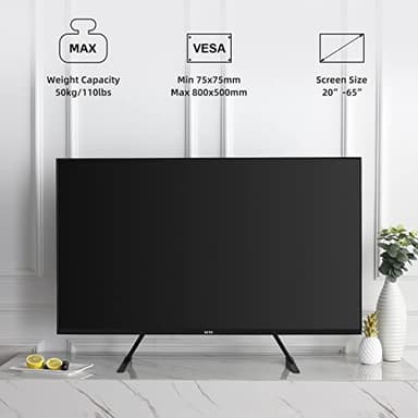 Universal TV Stand, Metal TV Legs for 20-65 inch LCD/LED/OLED/Plasma Flat&Curved Screen TV Height Adjustment with VESA 75x75mm to 800x500mm Max ML1760 - Image 3