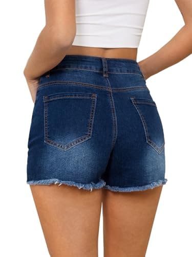 MixShe Shorts for Women Jorts Pants Womens Linen Jeans for Seniors Fall Fashion Must Haves Inspired Clothes Summer Outfits Dark Blue Medium - Image 2
