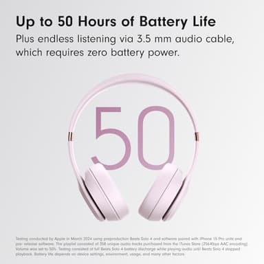 Beats Solo 4 - Wireless Bluetooth On-Ear Headphones, Apple & Android Compatible, Up to 50 Hours of Battery Life - Cloud Pink (Renewed) - Image 3