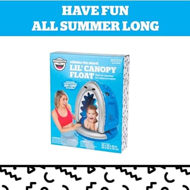 BigMouth Inc Lil’ Water Float with Overhead Sun Protection, Covered Pool Floaties for Infants Babies Kids Ages 1-3 Beginner Swimmers - Shark Canopy - Image 5