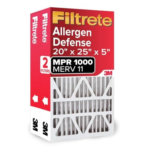 Filtrete 20x25x5 AC Furnace Air Filter, MPR 1000, MERV 11, Fits Lennox Devices, Allergen Defense, Electrostatic Air Cleaning Filter, 2-Pack (actual size 19.63 x 24.75 x 4.31 in) - Image 1