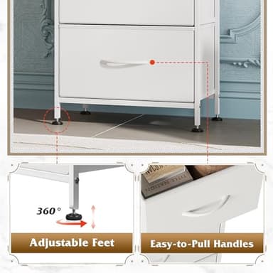 WLIVE Dresser with 4 Drawers, Storage Tower, Organizer Unit, Fabric Dresser for Bedroom, Hallway, Entryway, Closets, Sturdy Steel Frame, Wood Top, Easy Pull Handle, White - Image 6