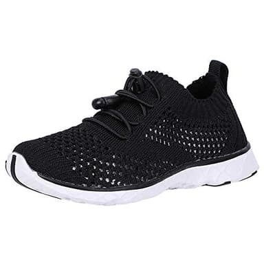 Boy/Girls Tennis Walking Shoes Sport Sneakers for Pool, Beach, Aqua Water Sports, Outdoor, Camp Black/White 6 M US Big Kid - Image 7