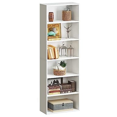 oneinmil Bookcase and Bookshelf, Floor Standing 6-Tier High Bookshelf, Display Storage Rack, Home Decorative Furniture, Suitable for Home Offices, Living Rooms, and Bedrooms,White - Image 6