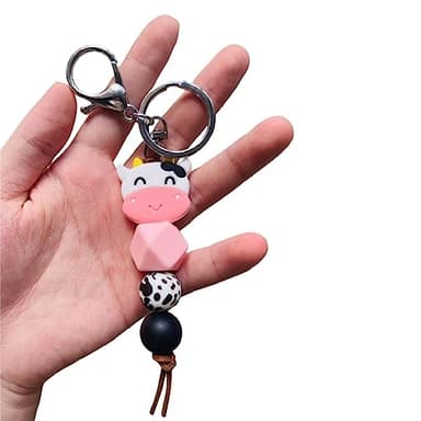 Pink Cow Keychain, Cute Cow Gifts for Women Girls, Cow Key Chain, Cow Handbag Charms Purse Charms, Cow Accessories for Cow Lovers - Image 2