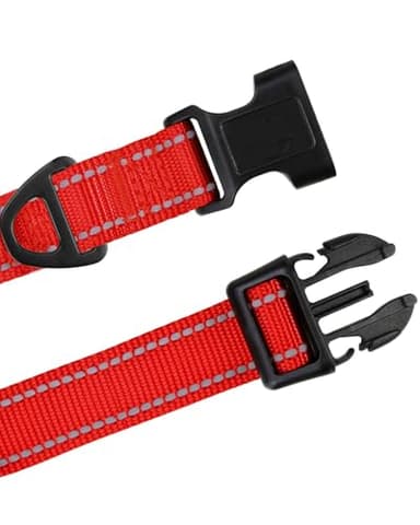 TagME Reflective Nylon Dog Collars, Adjustable Classic Pet Collar with Quick Release Buckle for Small Dogs, Red, 3/4" Width - Image 4