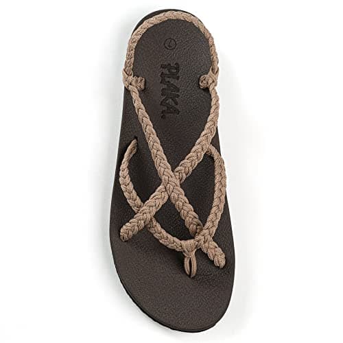 Plaka Lagoon Arch Support Sandals for Women - Comfort Collection, Strappy Braided & Water-Resistant Design - Ideal for Walking, Beach & Summer Use - Patented Sole - Brazilian Sand, Size 7 - Image 1