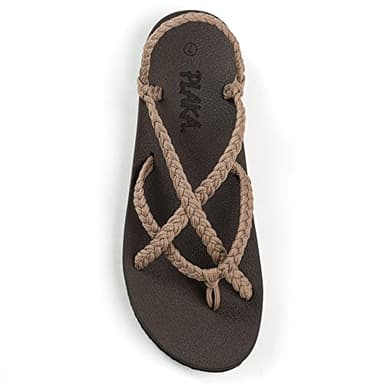 Plaka Lagoon Arch Support Sandals for Women - Comfort Collection, Strappy Braided & Water-Resistant Design - Ideal for Walking, Beach & Summer Use - Patented Sole - Brazilian Sand, Size 7 - Image 1