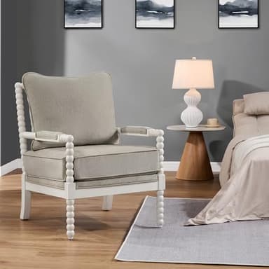 DUHOME Linen Fabric Spindle Accent Chair with Wood Frame,Spool Chairs with High Resilience Spring Cushion and Armrest Pads, Leisure Armchair for Living Room Bedroom Farmhouse Home Office Belcony - Image 7