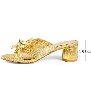 MUCCCUTE Women's Bow Knot Heeled Sandals Ankle Buckle Strap Chunky Heeled Open-toe Comfortable Wedding Party Fashion Heeled - Image 2